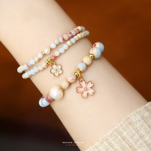 『樱之恋』寿山石双层叠戴樱花手