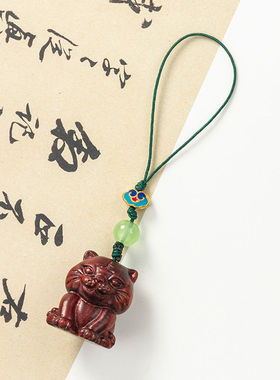 檀木小老虎钥匙扣卡通可爱汽车链