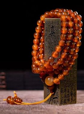 藏羊角108颗佛珠女男款多圈手链