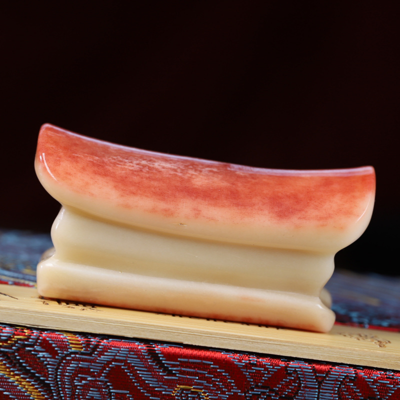 藏传骨玩骆驼骨手把件升官发财把