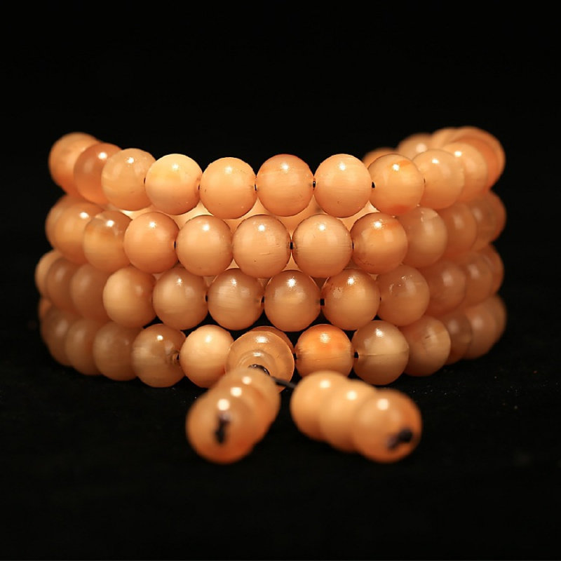 藏式古韵天阁 正宗天然精选西藏牦牛角手串牛角佛珠手链圆珠金丝