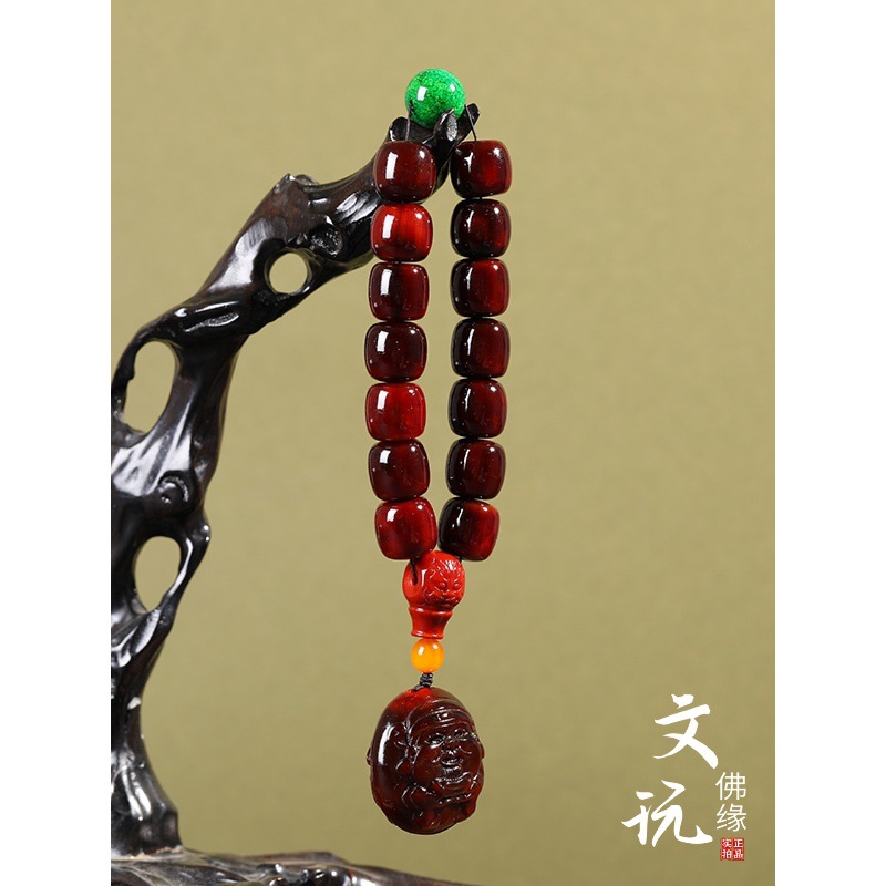 藏式天然西藏老料牦牛角手持手串