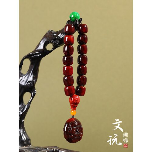 藏式天然西藏老料牦牛角手持手串