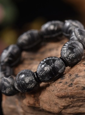 藏式西藏牦牛角雕刻龟壳手串富甲