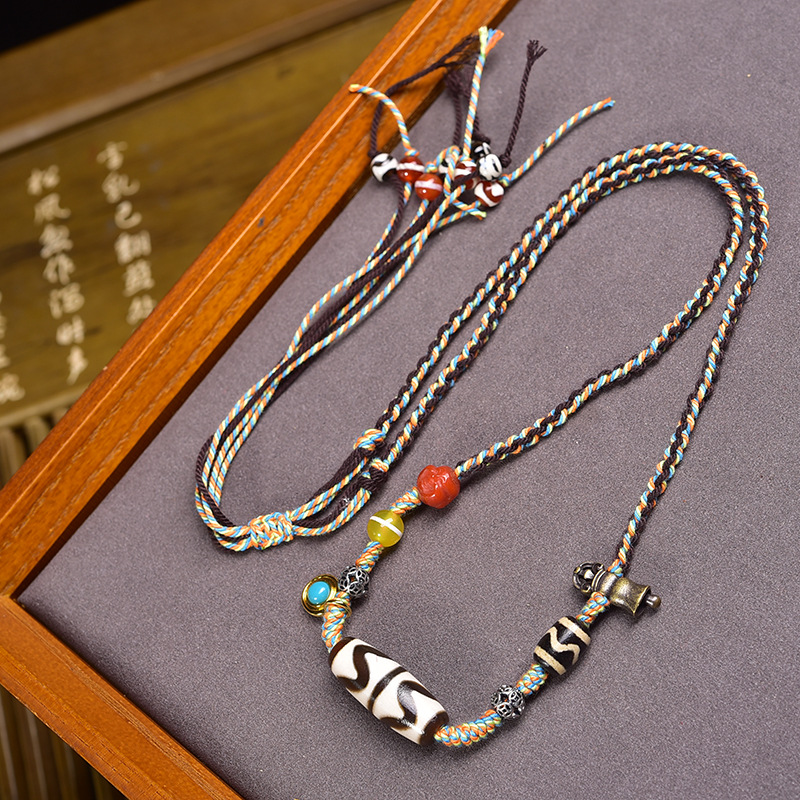 天然眼天珠吊坠毛衣链藏式文玩佛