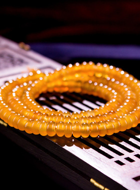 藏式金丝牦牛角手串108颗保真老