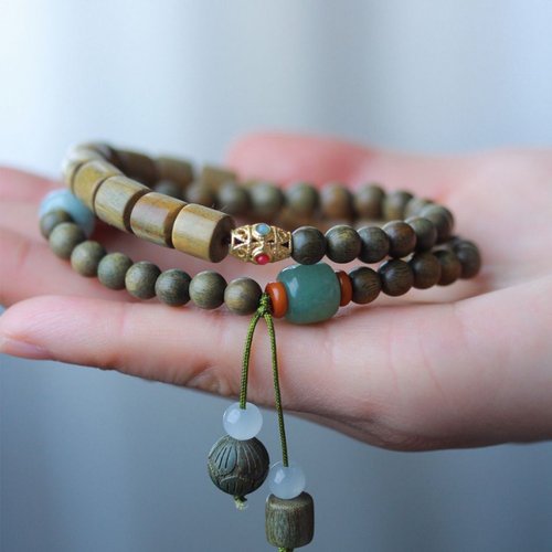 真绿檀木手串女款原创手持手链男