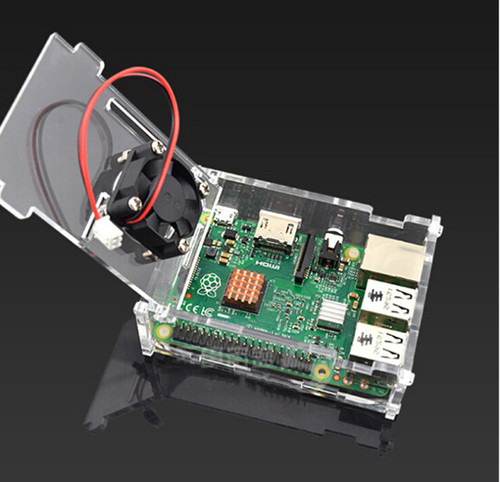 适用于树莓派3代外壳3b+代通用亚克力透明Raspberry Pi B+带风扇 - 封面
