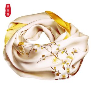 【新年礼物】织锦楼手工苏绣真丝巾礼盒100%桑蚕丝送妈妈长辈围巾