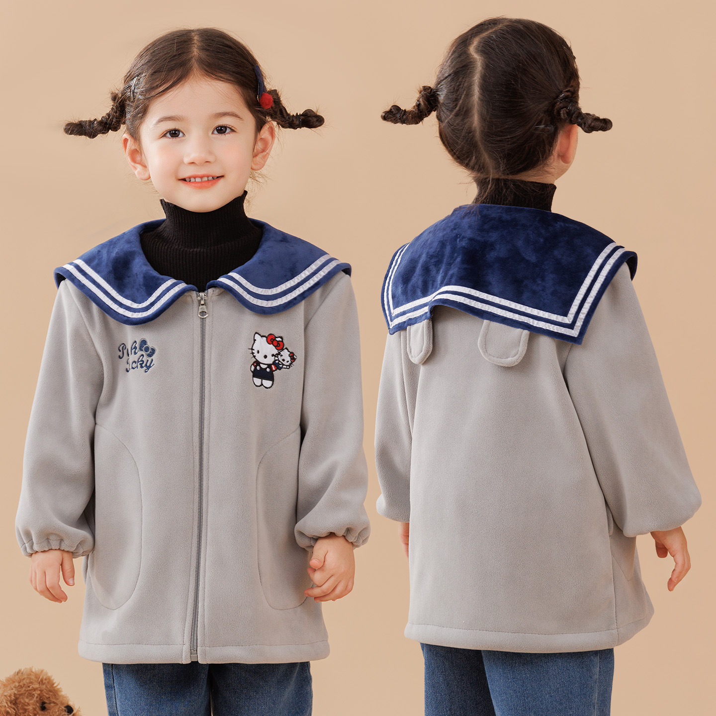 女童奥粒绒罩衣羽绒服防脏护衣冬