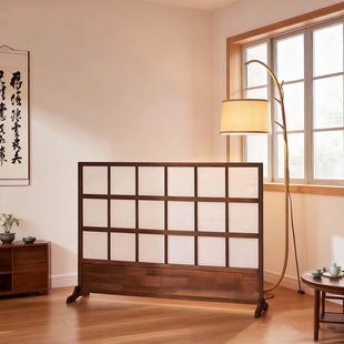 矮屏风隔断餐馆茶室饭店日式复古折叠移动实木带挡板高级感背景墙