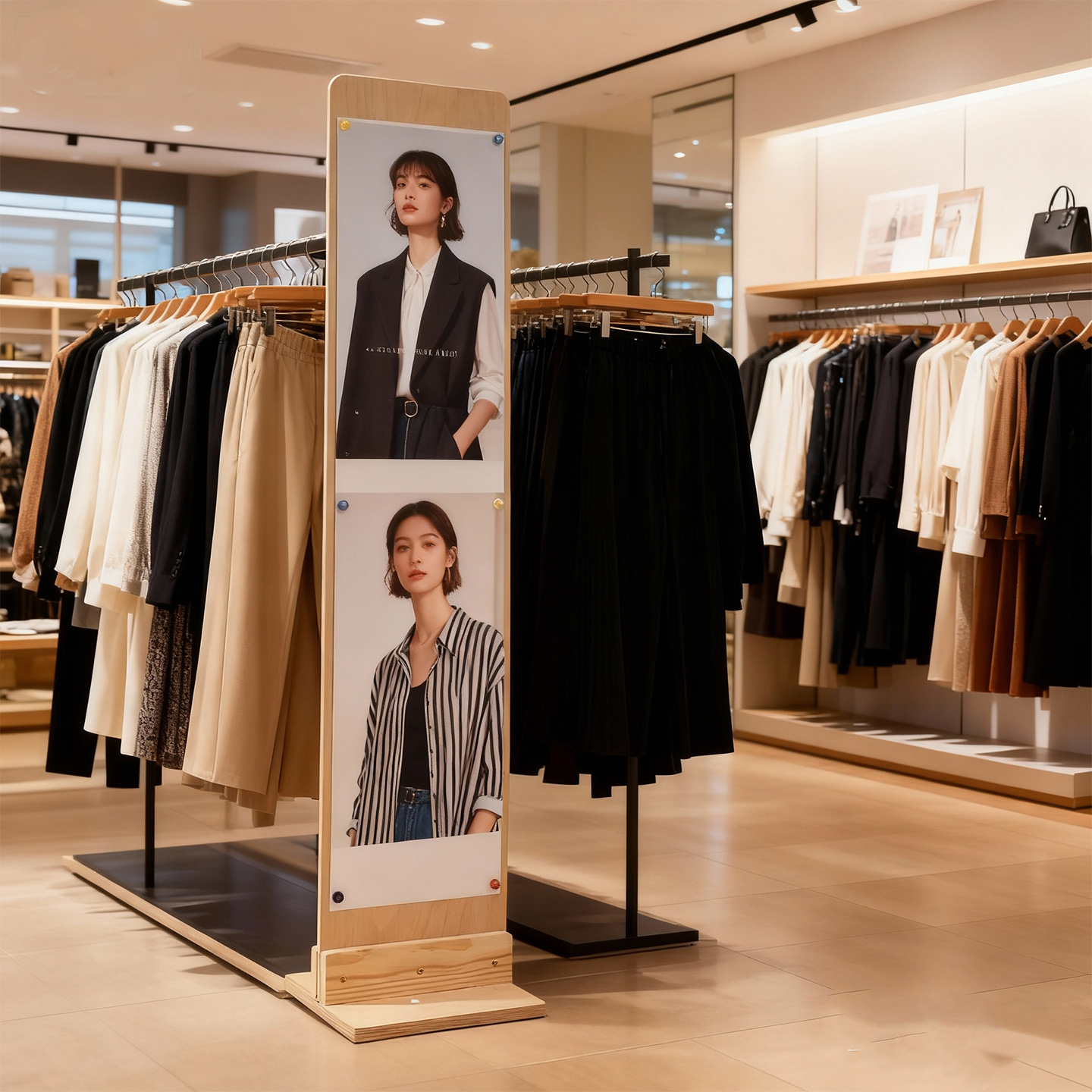 直立广告展架落地双面广告牌服装店专用展示架木质展架海报展板架