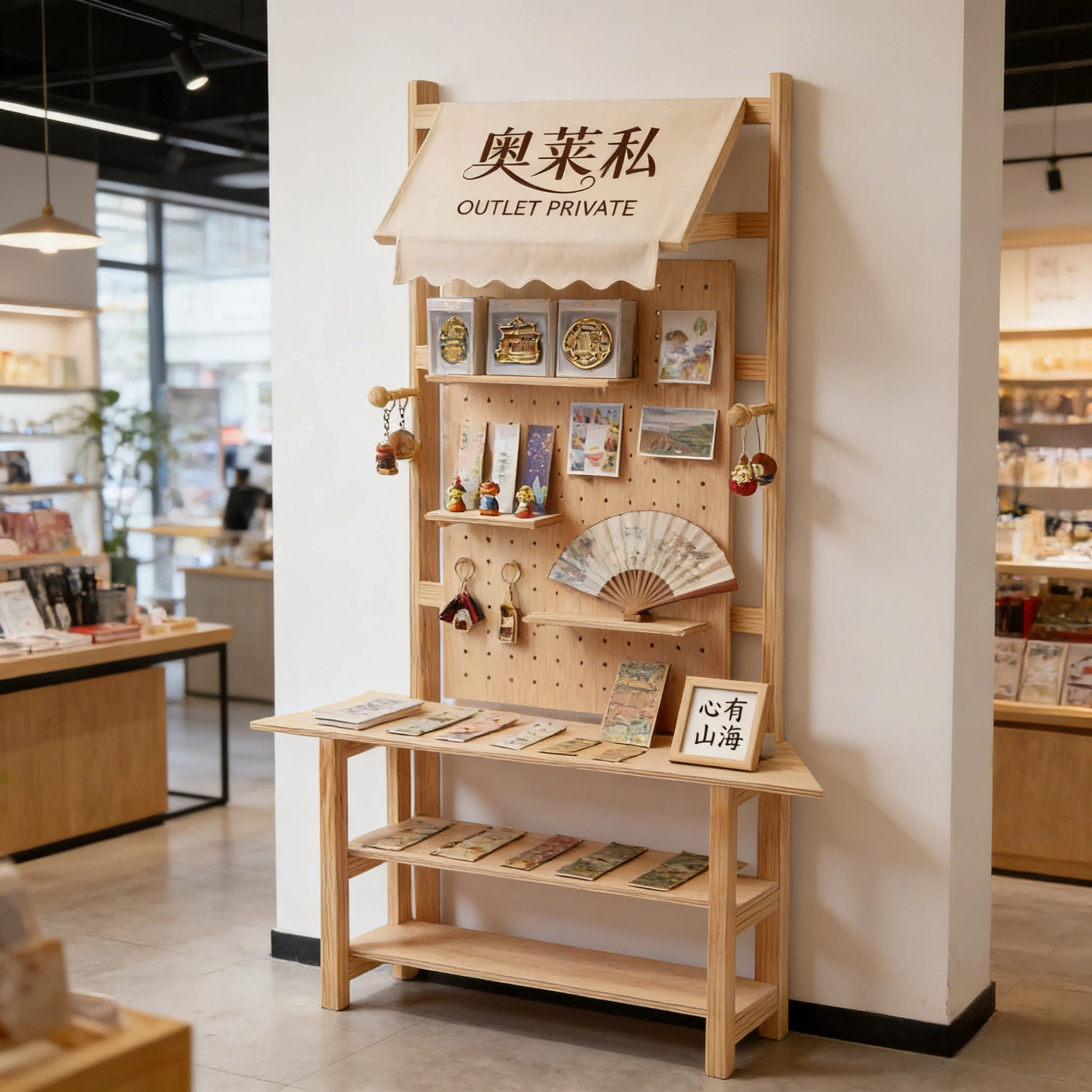 文创展示柜洞洞板展示架产品展示台直播展厅景区非遗博物馆陈列架