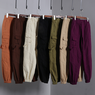 牛仔裤 膝盖造型夏薄九分灯笼裤 显瘦百搭牛仔高腰 工装 松紧腰束脚裤