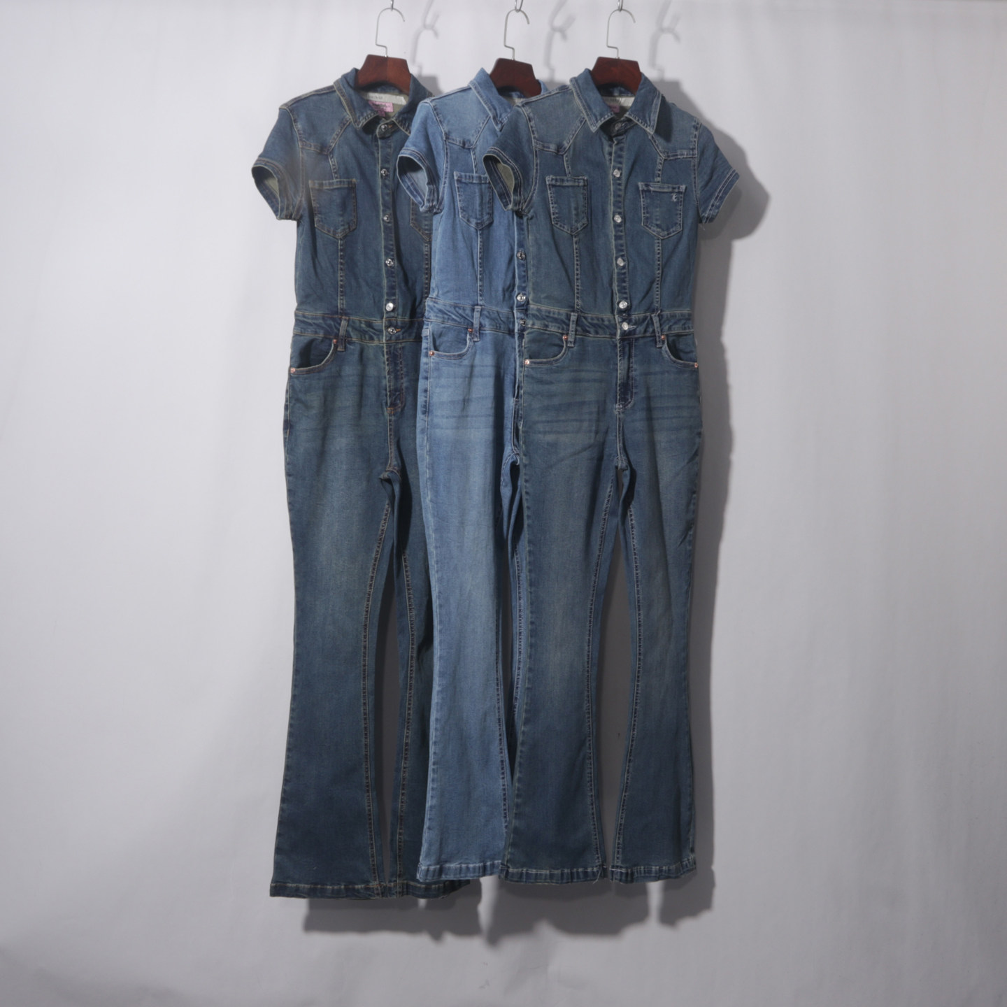 短袖牛仔连体修身喇叭裤夏季新款百搭高挑显瘦翻领洗收腰加长,女装/女士精品,牛仔裤,淘宝优惠券,粉丝福利购,淘宝优惠卷