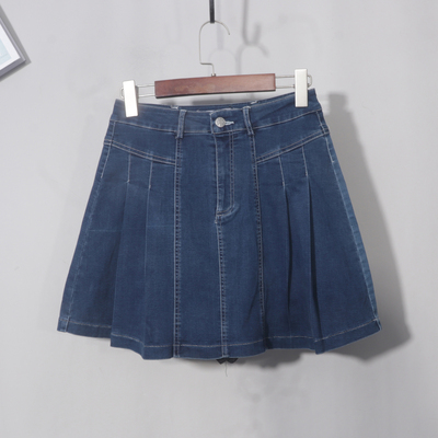 复古水洗辣妹减龄明线牛仔短裙春夏休闲A字防走光半身裙