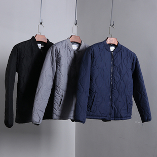 男装圆领束口棉衣冬季新款美式复古立领菱格棉衣外套潮牌简约棉服