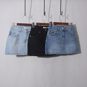 牛仔包裙美式 半身裙辣妹包臀裙子女 复古低腰水洗牛仔短裙夏季 新款