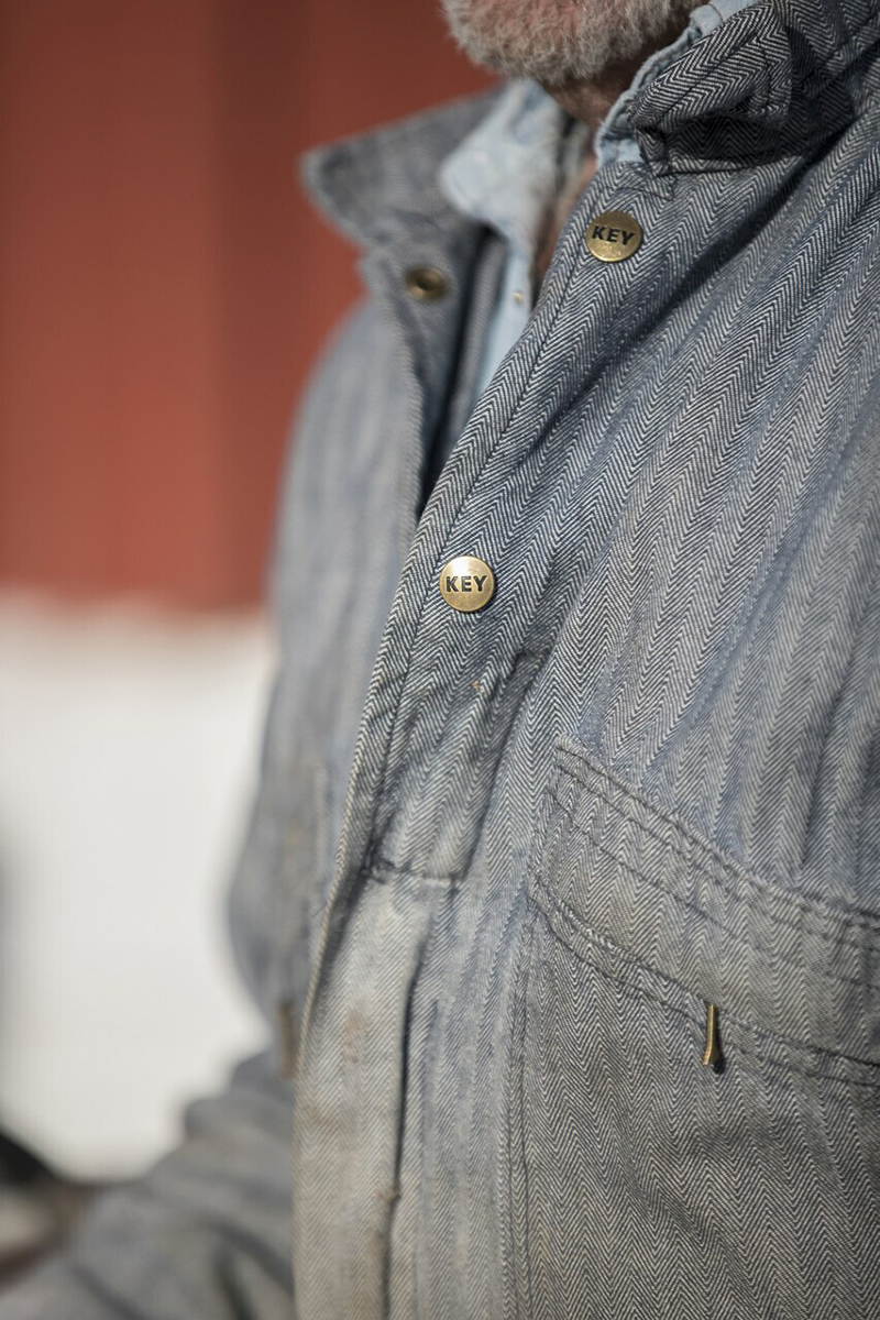 男装重磅帆布工装阿美咔叽条纹