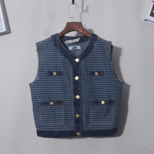 瑕疵残次品复古圆领小香风马甲外套市场夸送坎肩马夹开衫背心上衣