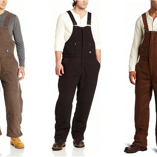 背带裤 裤 宽松咔叽吊带男10盎司帆布 加厚复古卡其连体工装 美式
