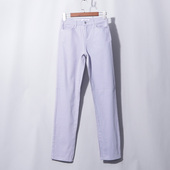 高腰紧身女春秋季 新款 弹力显瘦长裤 淡紫牛仔小脚裤 铅笔裤