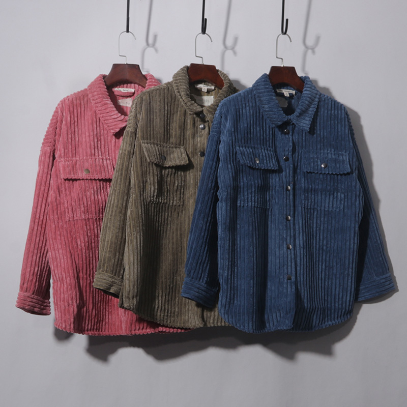 灯芯绒落肩款外套 美式复古外套秋冬款潮牌结构棒球服夹克