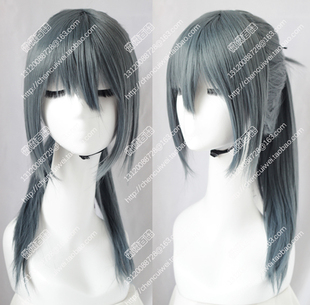 cosplay假发 超时空要塞 早乙女 阿尔特 青灰色 整体全扎马尾造型