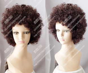 欧美时尚短卷发假发 栗色 爆炸头 绵羊卷发 非洲黑人牙买加假发