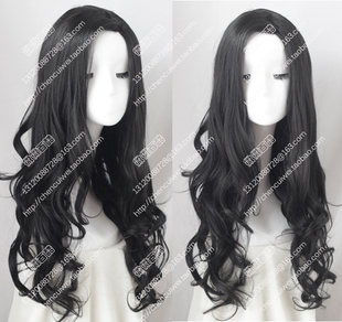 cosplay假发 神奇女侠 戴安娜 普林斯 黑色大波浪长刘海长卷发