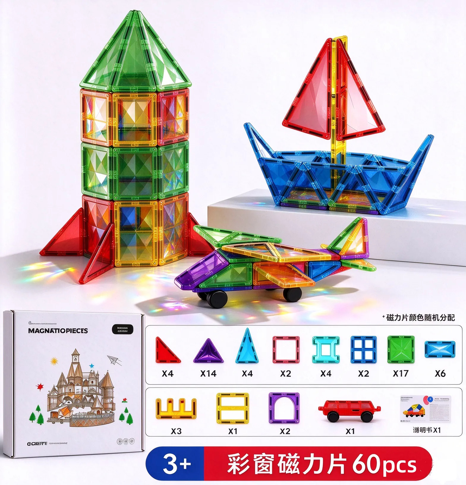 【礼盒装】4D彩钻磁力片儿童早教益智磁积木拼搭玩具智力幼儿早教