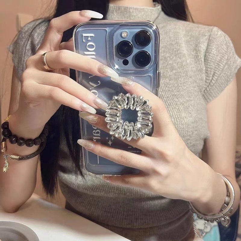 奢华水钻镜子磁吸气囊支架手机壳粘贴式背贴桌面超强吸力magsafe
