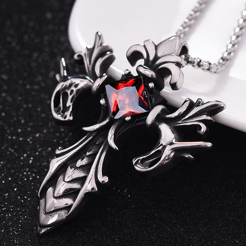 骑士十字架项链剑酷男