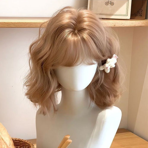 日常短发假发女韩系香槟金短卷发日常自然甜妹风Lolita全头套