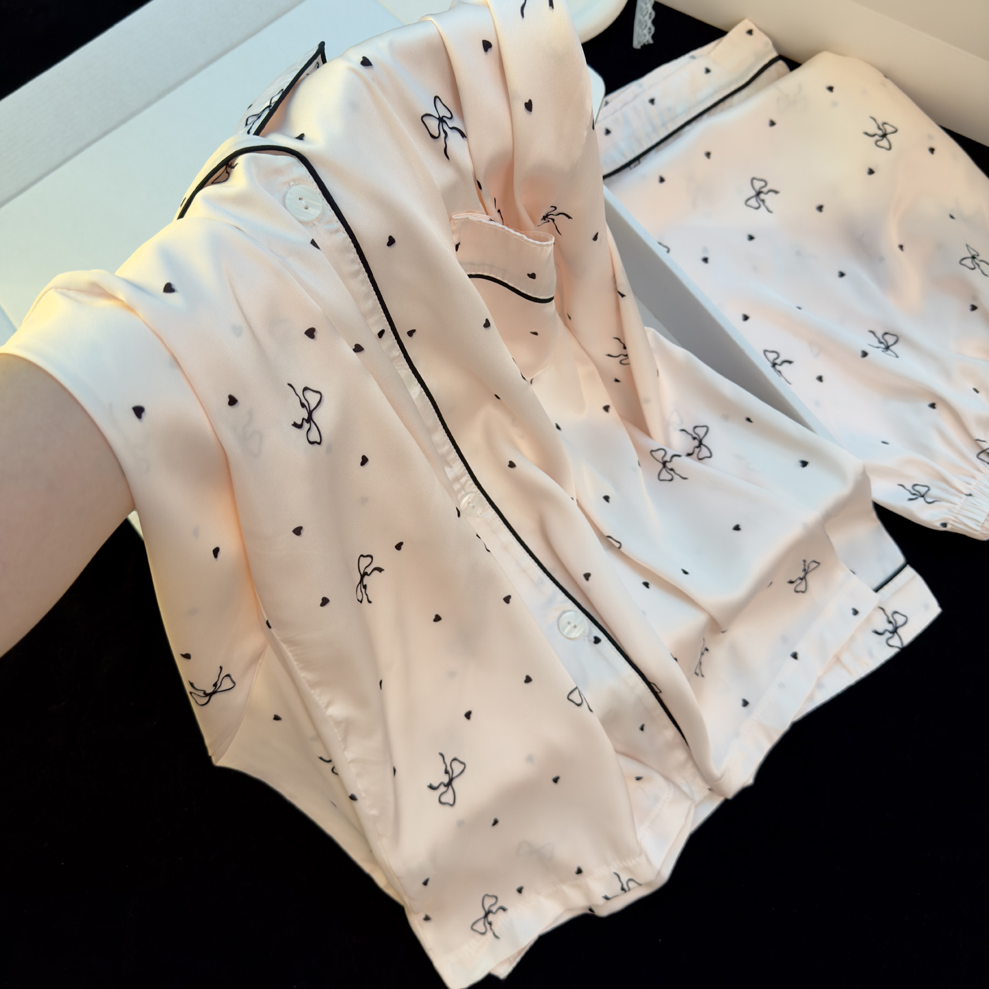 春秋季长袖睡衣女冰丝绸高级感2025新款蝴蝶结真丝家居服两件套装