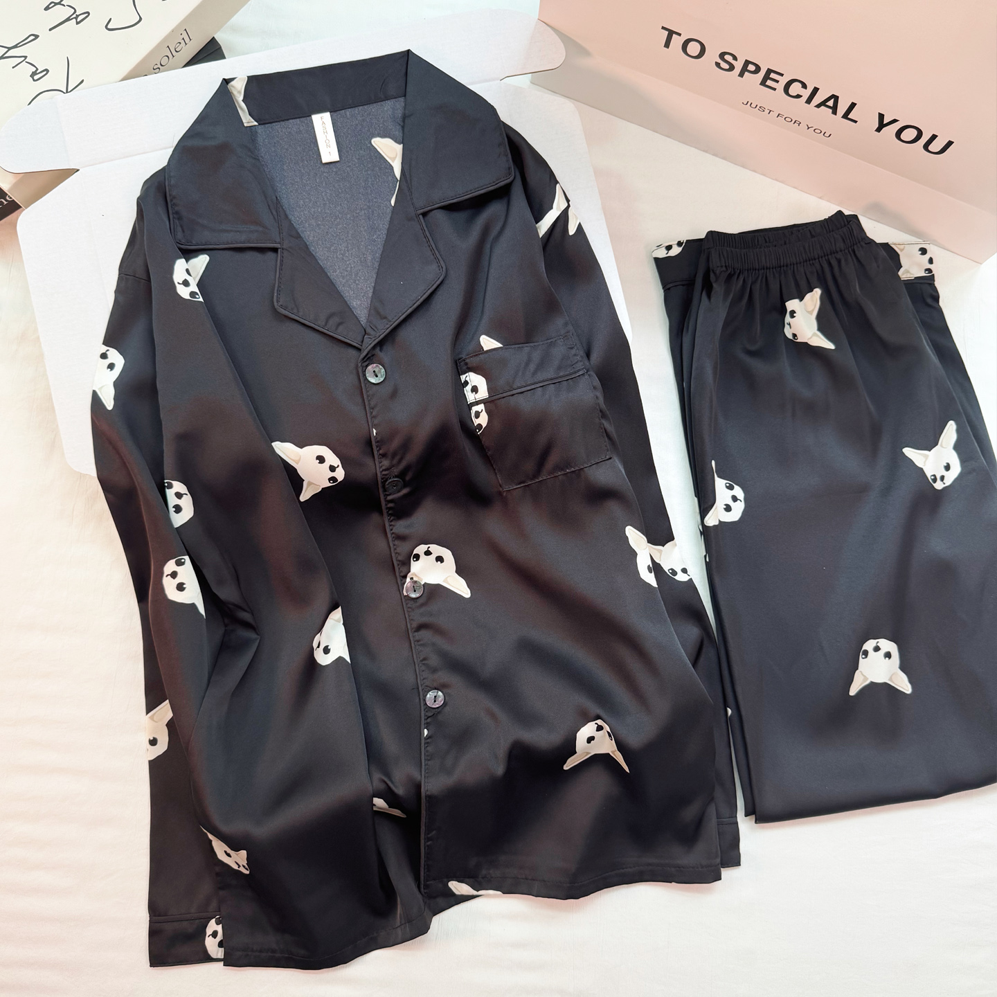 春秋季男士睡衣长袖冰丝绸加肥加大码法斗犬2025年新款家居服套装