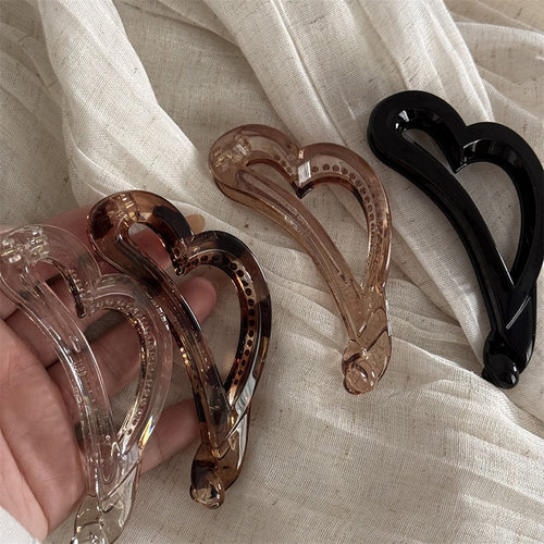 春夏新款法式爱心香蕉夹中小号发量少发夹竖夹后脑勺高马尾发饰