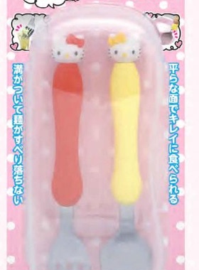 日本进口Edison少儿训练叉勺餐具 hellokitty款套装带盒不锈钢