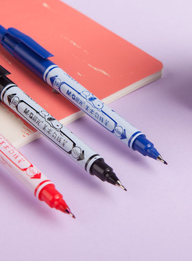 晨光小双头记号笔SPM21302史努比卡通马克笔蓝色黑色勾线笔油性笔