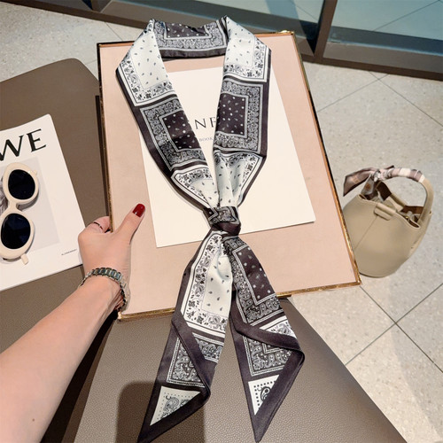 腰果仿真丝长条小丝巾飘带小领巾