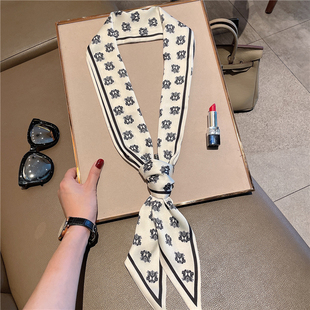 气质白色长条小丝巾女春夏季 配饰双面小飘带OL通勤百搭小领巾 时尚