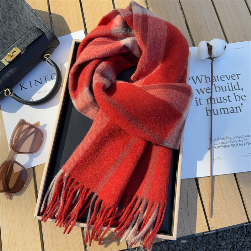 高档100%WOOL纯羊毛围巾女冬季番茄红色格纹披肩情侣款保暖围脖,服饰配件/皮带/帽子/围巾,围巾/丝巾/披肩,淘宝优惠券,粉丝福利购,淘宝优惠卷