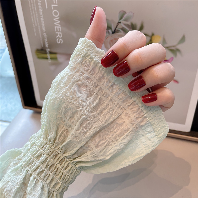 ICE SILK SLEEVE SLEEVE WOMENS SUMMER SUNSCREEN SLEEVE CHIFFON COTTON PLEATED PUFF SLEEVE DRIVING CYCLING SUNSHADE ARM SLEEVE ARM SLEEVE