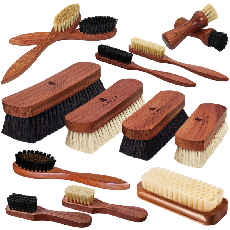 FAMACO法国进口马毛刷马鬃毛皮鞋上油打蜡刷清洁护理抛光软毛鞋刷