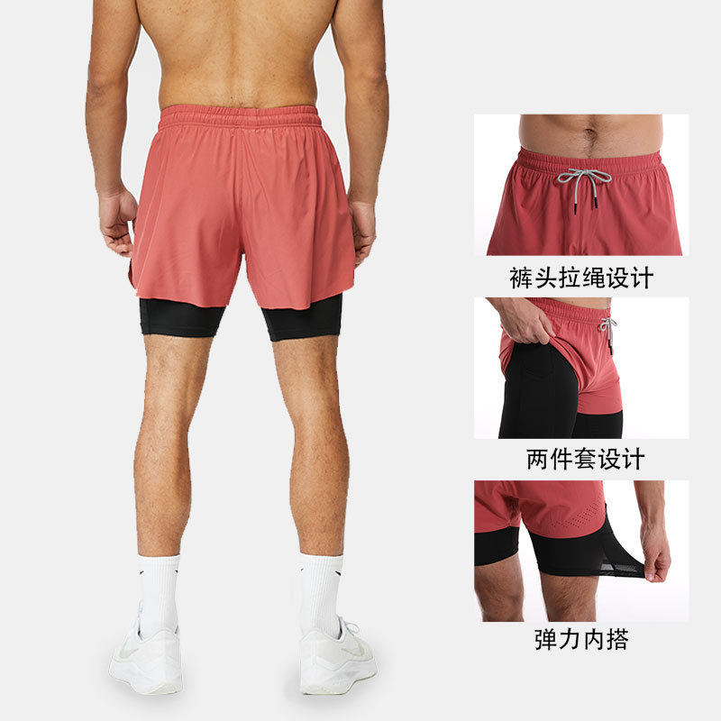 速干内衬美式篮球短裤男夏季薄款不过膝健身跑步训练三分运动裤