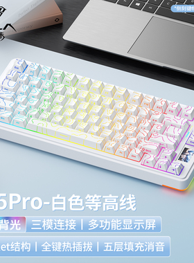 狼蛛S75pro无线客制化机械键盘三模2.G游戏电竞打瓦用等高线侧刻