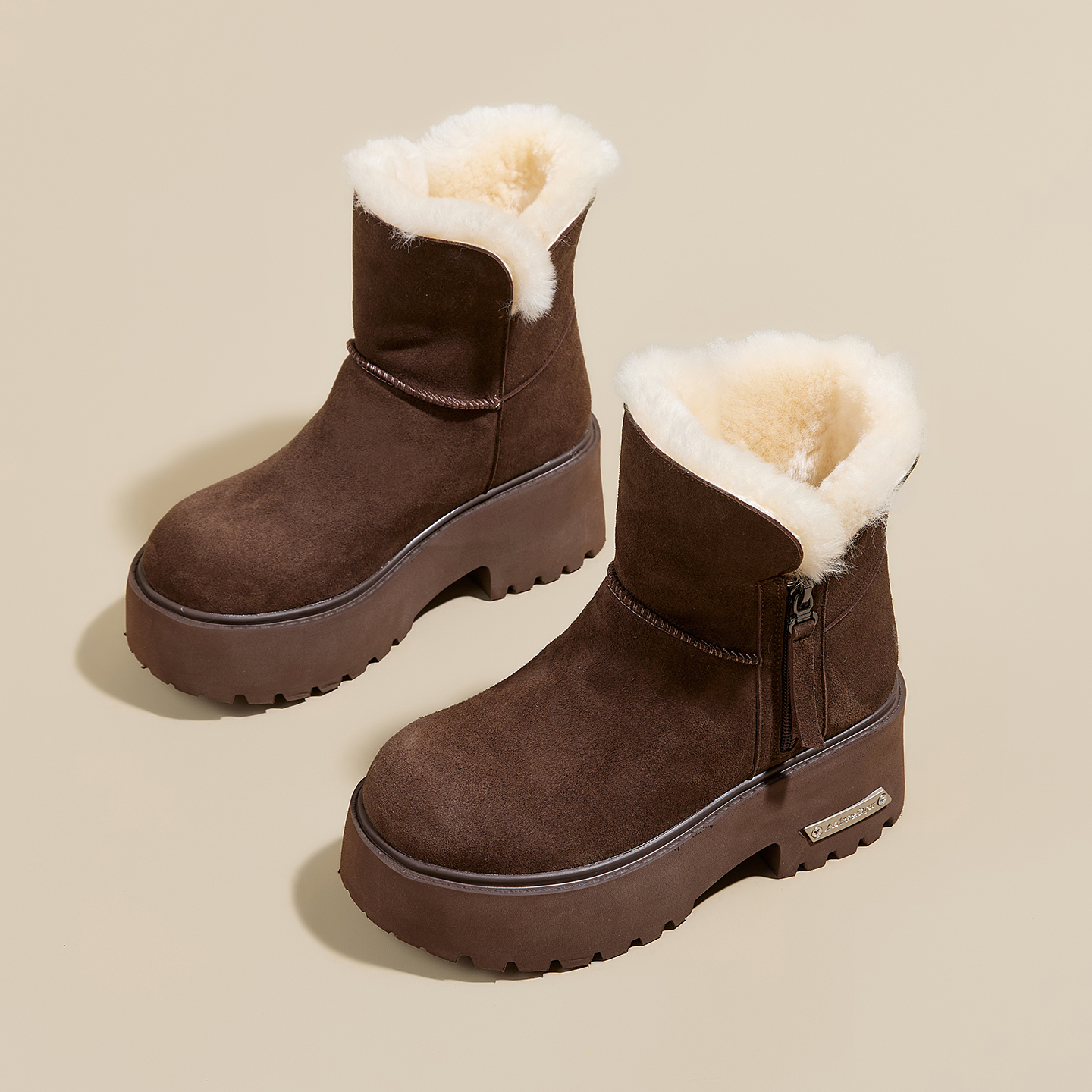 8CM香港正品内增高雪地靴女2025冬季新款厚底松糕加绒保暖女棉鞋