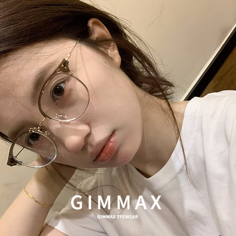 茶色超轻半框近视眼镜女可配度数