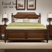 FINE精制美式 乡村全实木床美式 复古做旧别墅家具卧室1.8米双人床