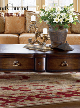 FINE精制美式乡村咖啡桌桃花心实木复古做旧客厅高档长方形茶几